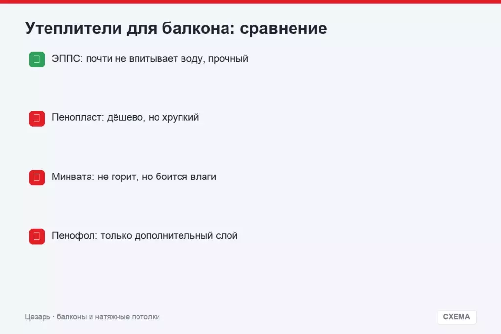 Утеплители для балкона: сравнение