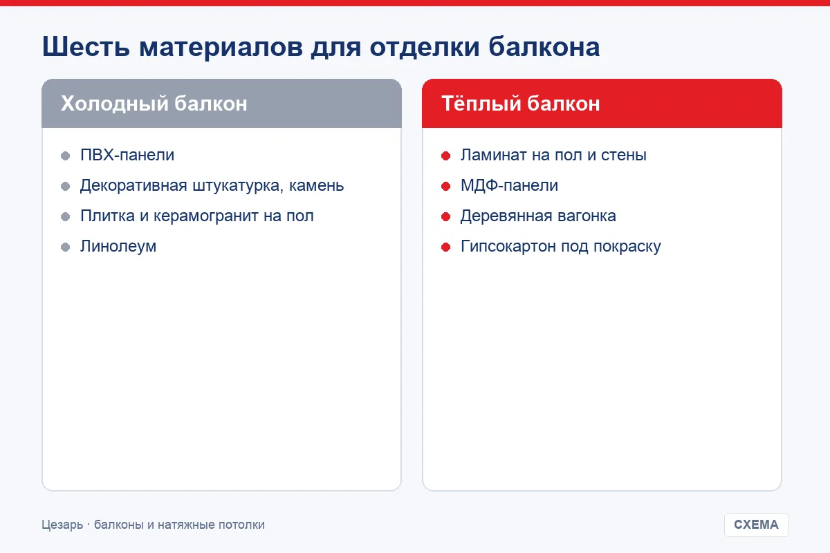Шесть материалов для отделки балкона